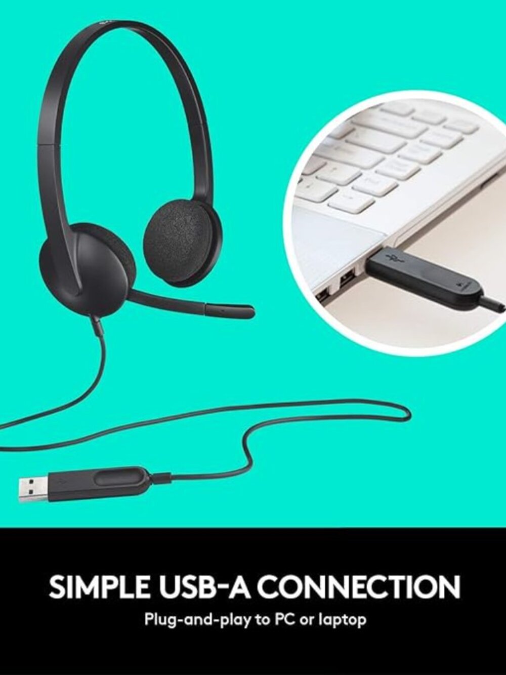Logitech H340 USB Computer PC Headset with Noise Cancelling Microphone NEW